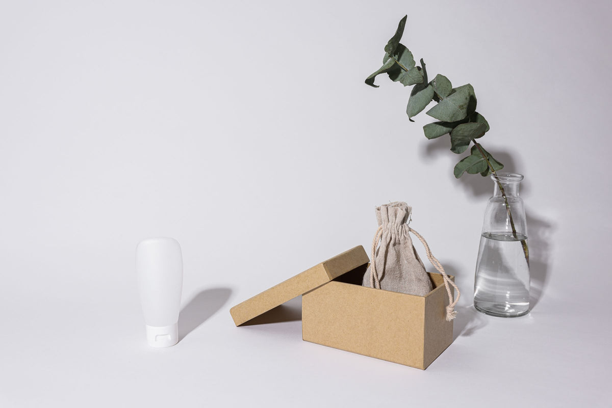 Gift box with eucalyptus